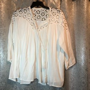 Crown and Ivy White Eyelet Blouse